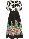 Rentrayage Dragon Lady Floral Print Midi Dress In Multicolour