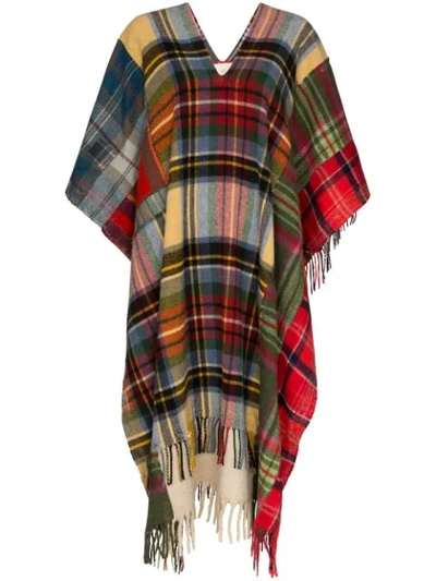 Rentrayage Poncho Mit Karomuster In Multicolour