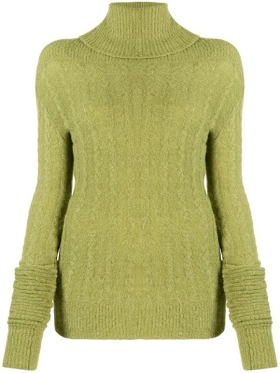 Jacquemus Sofia Ribbed Roll-neck Jumper In Green