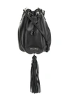 Miu Miu Crystal-embellished Bucket Bag In Black
