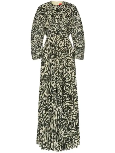 Solace London Taima Printed Plissé-crepe Maxi Dress In Multicolour