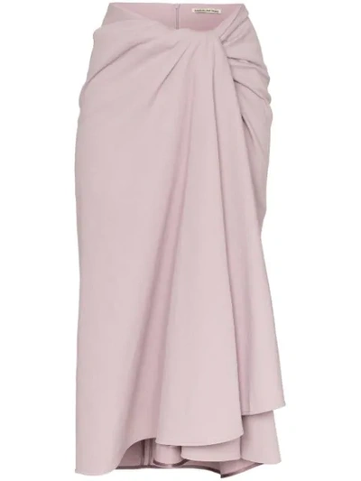Samuel Gui Yang Towel Effect Draped Midi Skirt In Purple