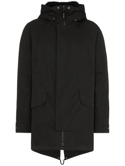 Yves Salomon Hooded Parka Jacket In Black