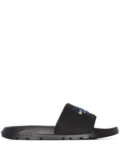 Maison Kitsuné X Ader Logo Slides In Black