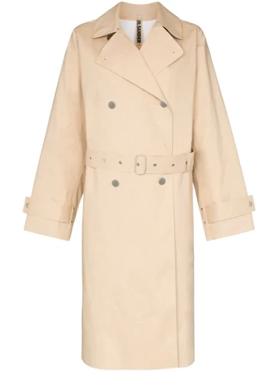 Jil Sander Double-breasted Trench Coat In Neutrals