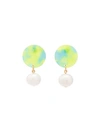 Aym Green Andreia Disc Pearl Earrings In Malibu Lime