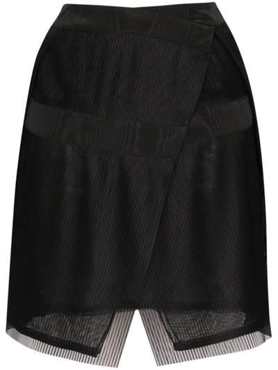 032c Plissé Pleated Wrap Mini Skirt In Black