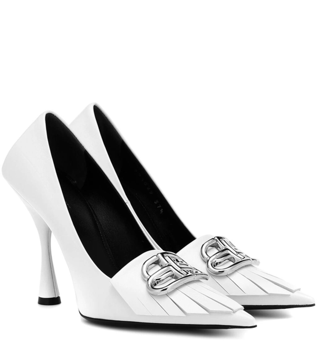 Balenciaga Knife Bb-logo Fringed Leather Pumps In White | ModeSens