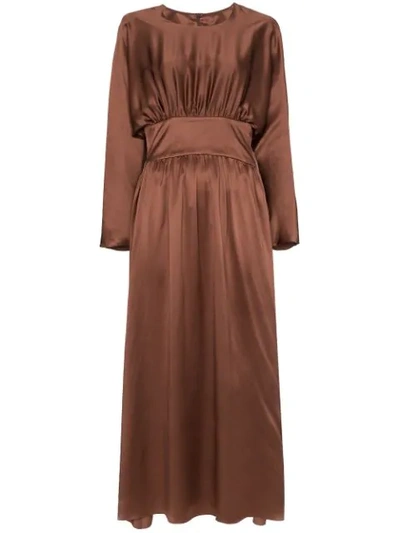 Deitas Hermine Ruched Detail Dress In Brown