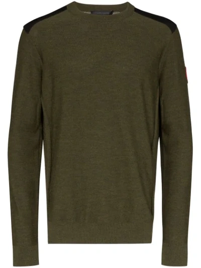 Canada Goose Crew Neck Panelled Jumper In Green