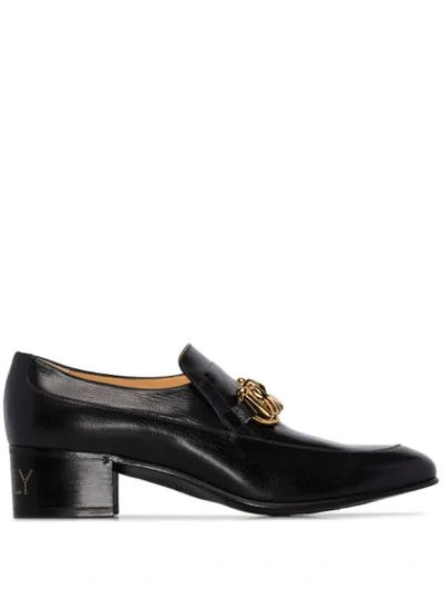 Gucci Black Ice Lolly Chain Leather Loafers