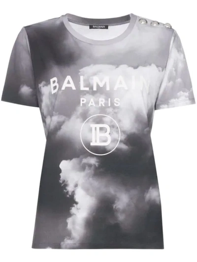 Balmain Cloud Print Logo T In Grey