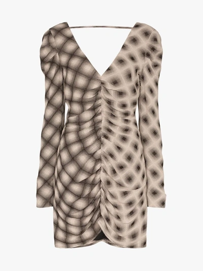 Eckhaus Latta V-neck Patterned Dress In Brown