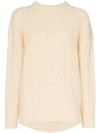 Hyke Fisherman Chunky Wool Knit Jumper In Neutrals