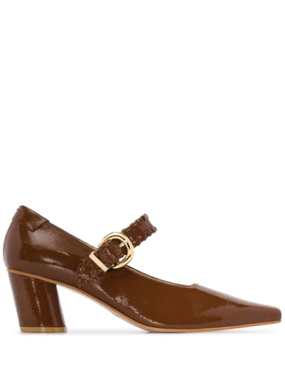 Reike Nen Patent Mary Jane 60mm Pumps In Brown