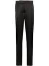 Helmut Lang Tuxedo Satin Trousers In Black
