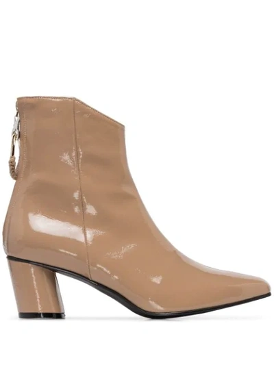 Reike Nen Patent 60mm Ankle Boots In Neutrals