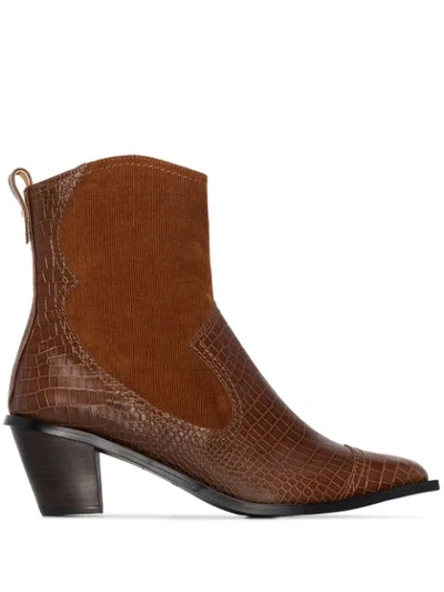 Reike Nen 60mm Snake-effect Western Boots In Brown