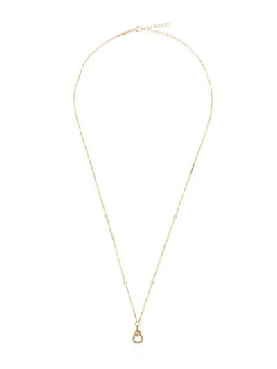 Jacquie Aiche 14k Yellow Gold Bar Chain Diamond Charm Necklace