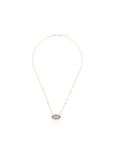 Jacquie Aiche 14kt Gold, Diamond And Turquoise Evil Eye Necklace In Yellow Gold