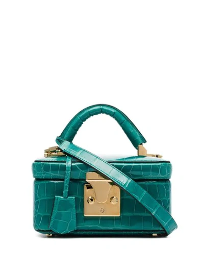 Stalvey Crocodile Leather Beauty Case In Blue