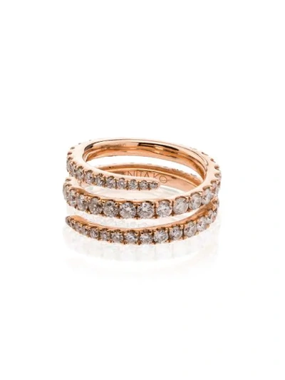 Anita Ko 18kt Rose Gold And Diamond Coil Ring In 107 - Metallic