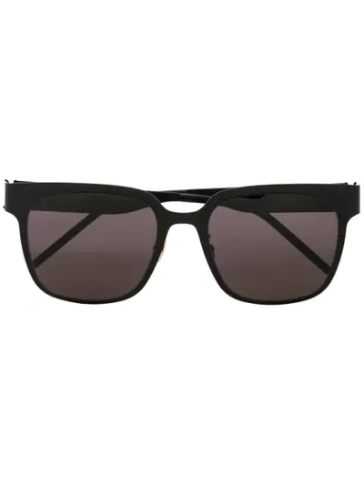 Saint Laurent Black Women's Black Platinum Square Frame Sunglasses