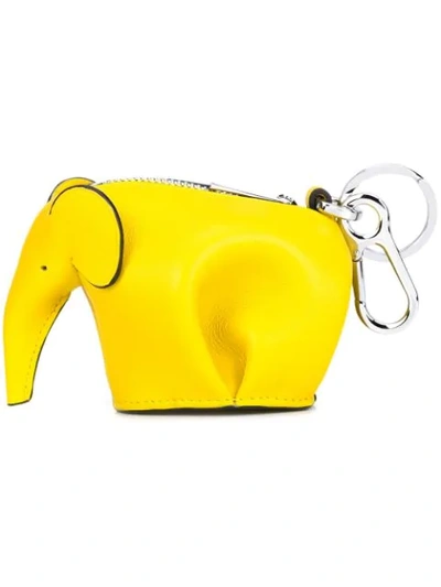 Loewe Elephant Charm Keychain In Yellow