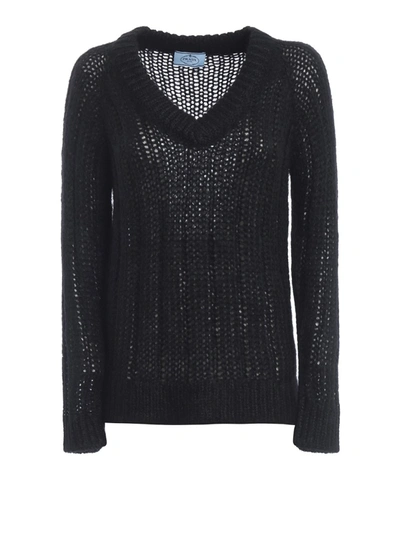 Prada Mohair And Wool-blend Sweater In Black