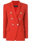 Balmain Double-breasted Wool Blazer In Red