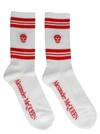 Alexander Mcqueen Striped Skull Sport Socks In White