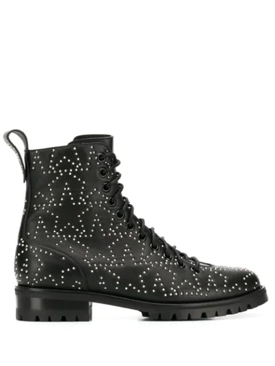 Jimmy Choo Cruz Studded Textured-leather Ankle Boots In Black