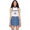 Balmain White Women's High Neck Logo Bodysuit In Gab Wht/blk