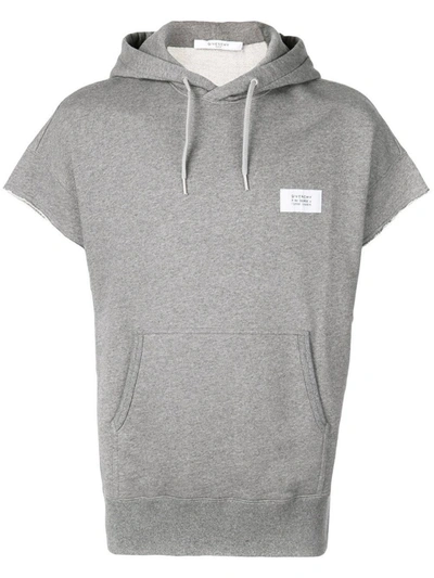 Givenchy Grey Men's Drawstring Short Sleeve Hoodie