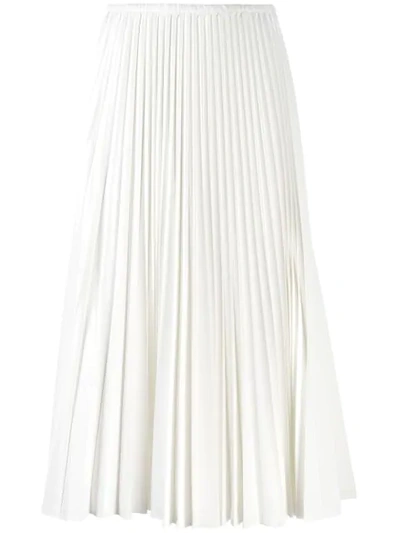 Fendi Drawcord Waist Pleated Midi Skirt In White