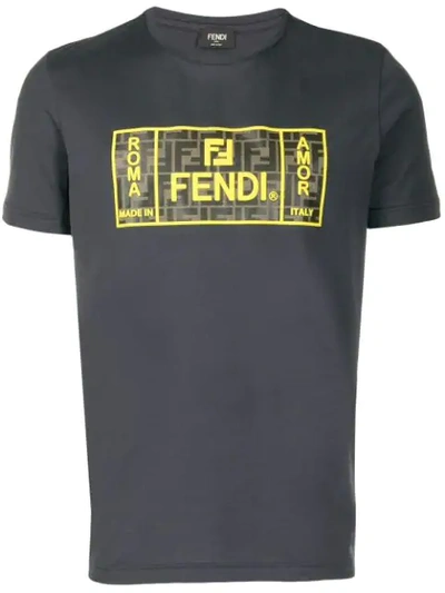 Fendi Grey Men's Roma/amor Print T-shirt