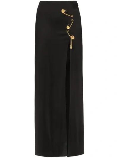 Versace Safety Pin Maxi Skirt In Black