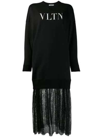 Valentino Black Women's Vltn Print Sweatshirt Dress
