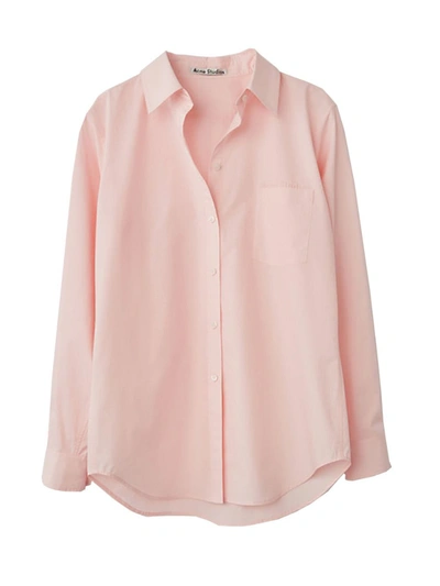 Acne Studios Pink Women's Simona Logo Poplin Shirt In Neutrals