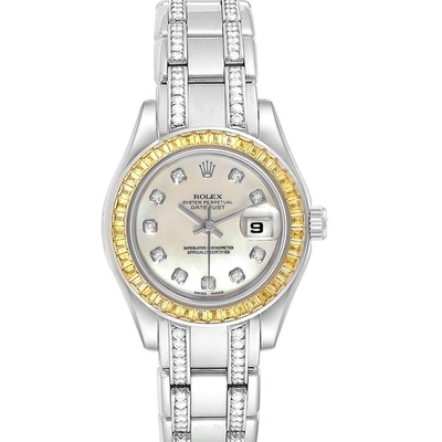 Rolex Pearlmaster Masterpiece White Gold Diamond Sapphire Watch 69309 In Not Applicable