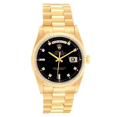 Rolex President Day-date 36 Yellow Gold Diamond Mens Watch 18238