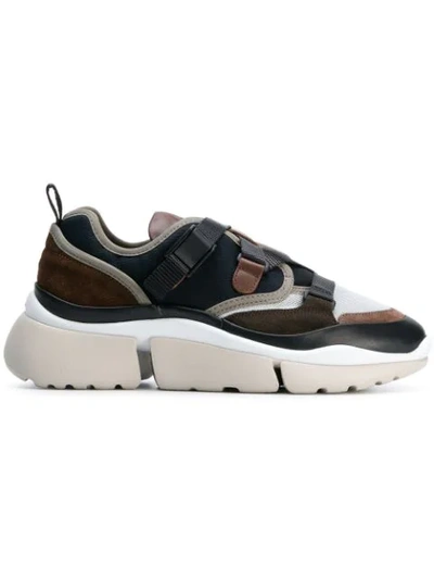 Chloé Sonnie Canvas, Mesh, Suede And Leather Sneakers In Multi