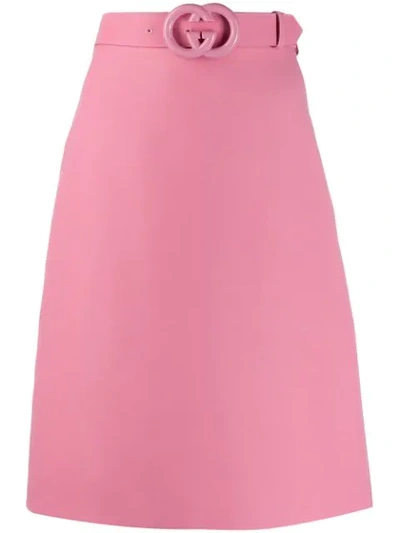 Gucci Pink Women's Pink Gg Belt Midi Skirt