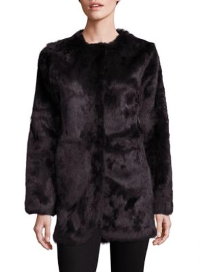 Adrienne Landau Rabbit Fur Coat In Brown