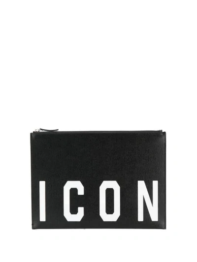 Dsquared2 Black Icon Leather Clutch