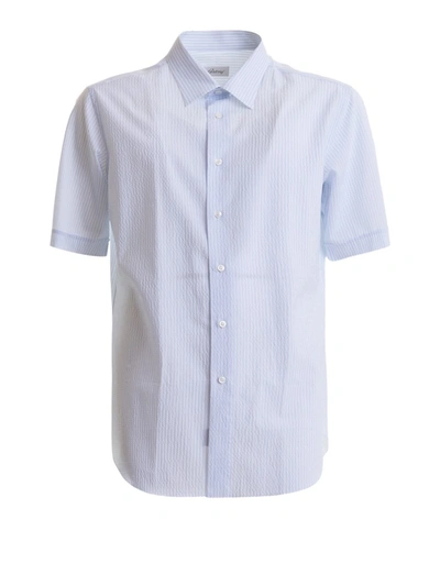 Brioni Striped Short Sleeve Shirt In White