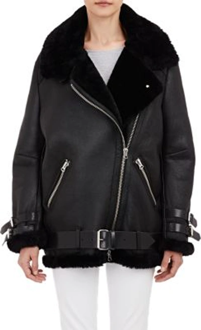 Acne Studios Velocite Shearling-trimmed Leather Biker Jacket