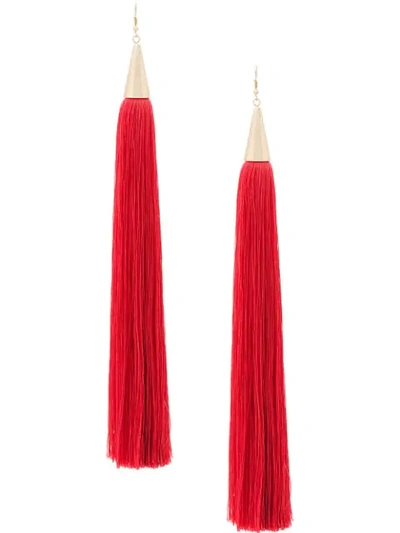 Eddie Borgo Red Long Silk Tassel Earrings