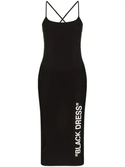 Off-white Sleeveless Bodycon Midi Dress In Black