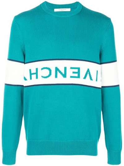 Givenchy Upside-down Logo Jumper In Green